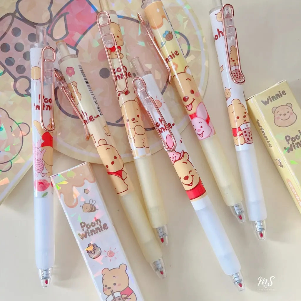 0.5mm Winnie the Pooh Retractable Black Ink Gel Pens image 1