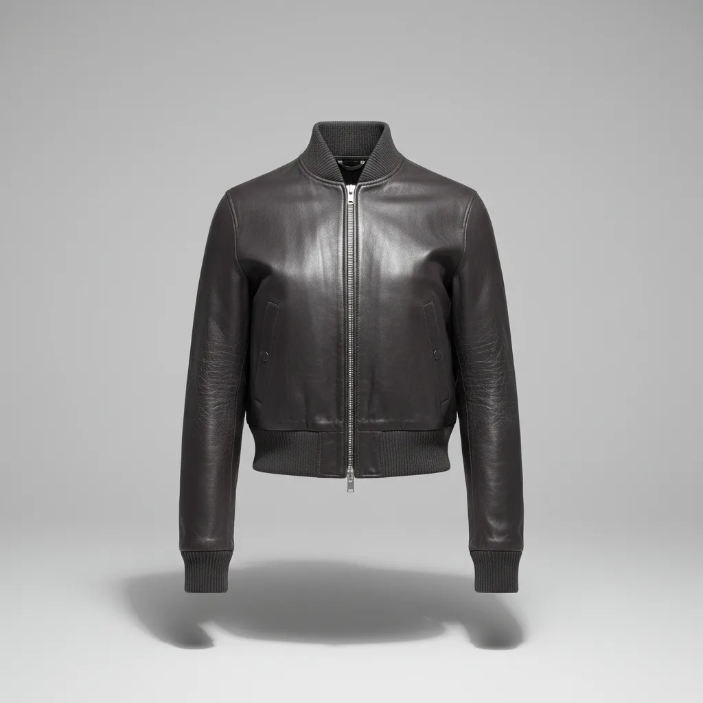 Cropped Leather Bomber