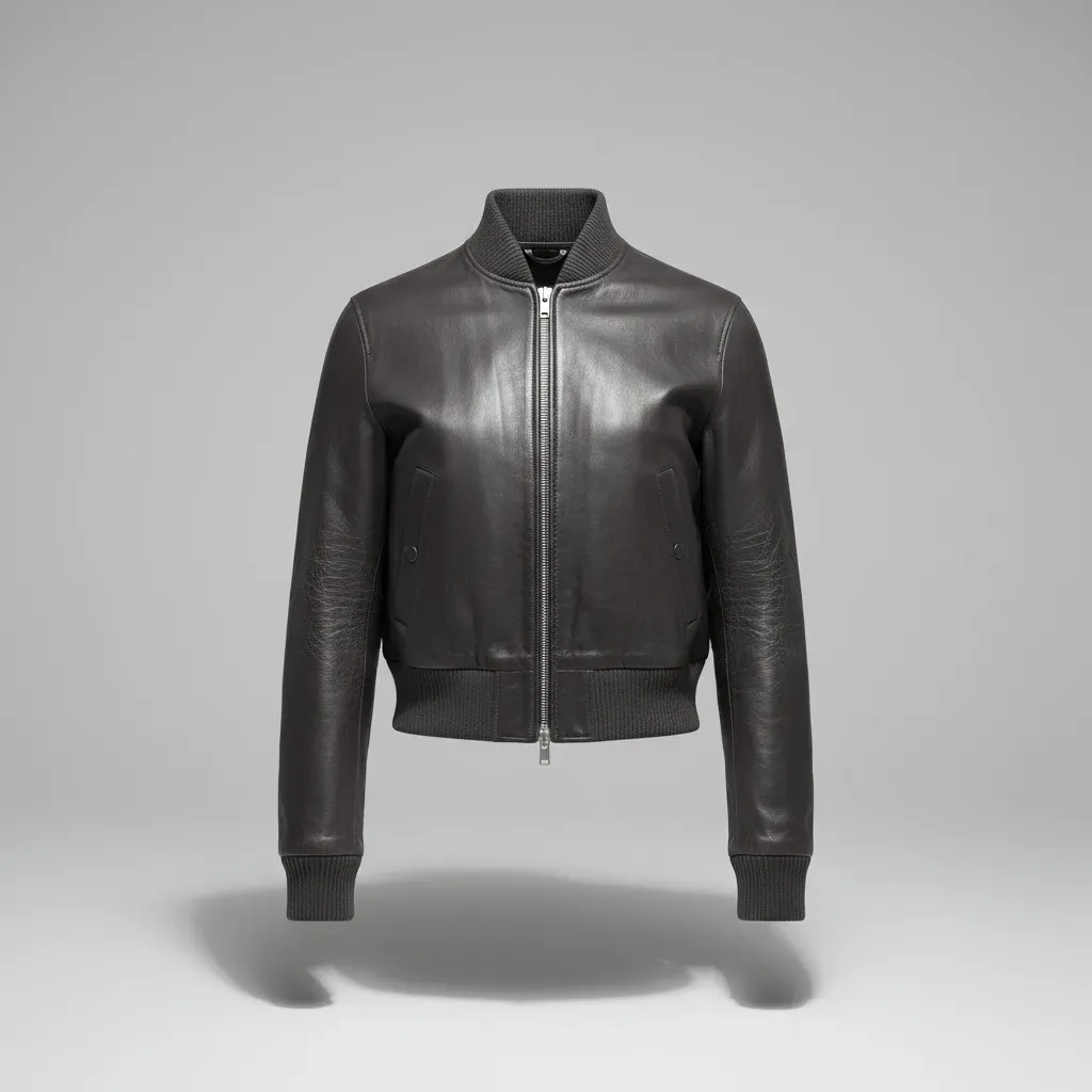 Cropped Leather Bomber
