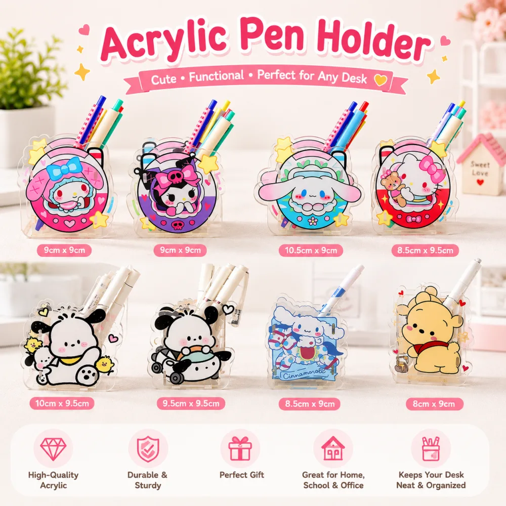 Sanrio Cute Character Acrylic Pen Holder