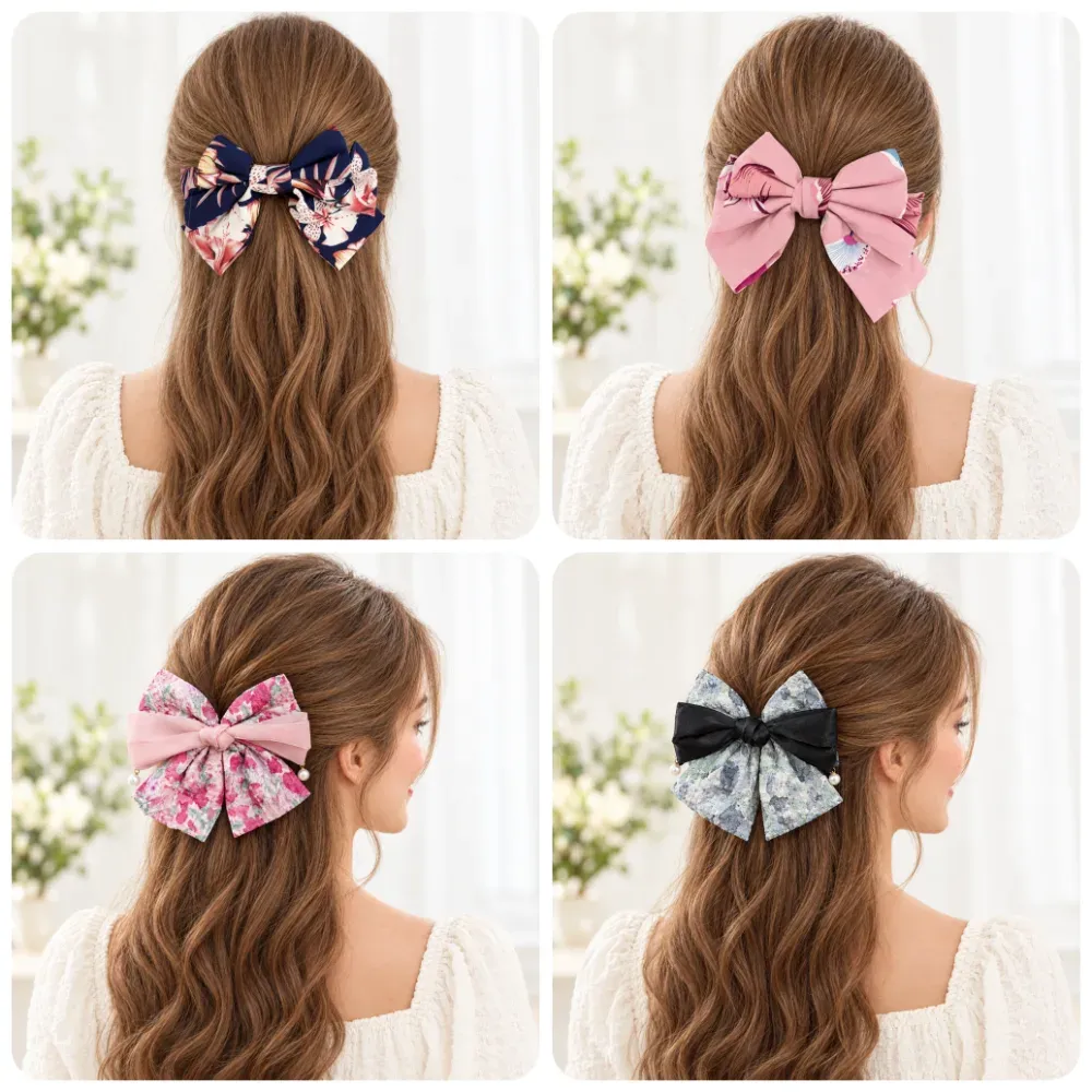 10cm Floral Spring Hair Clip – Elegant & Charming Bow Design image 6