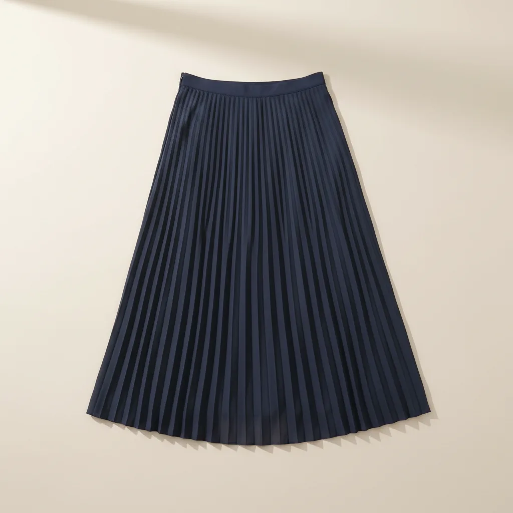 Pleated Midi Skirt, navy