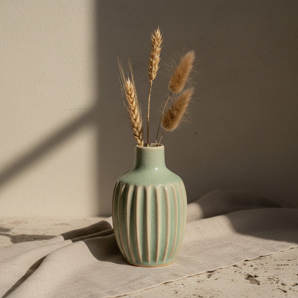 Ribbed Ceramic Vase (medium)
